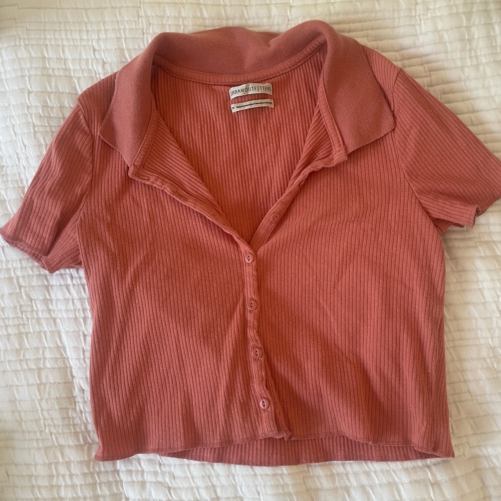 coral pink crop top from Urban Outfitters